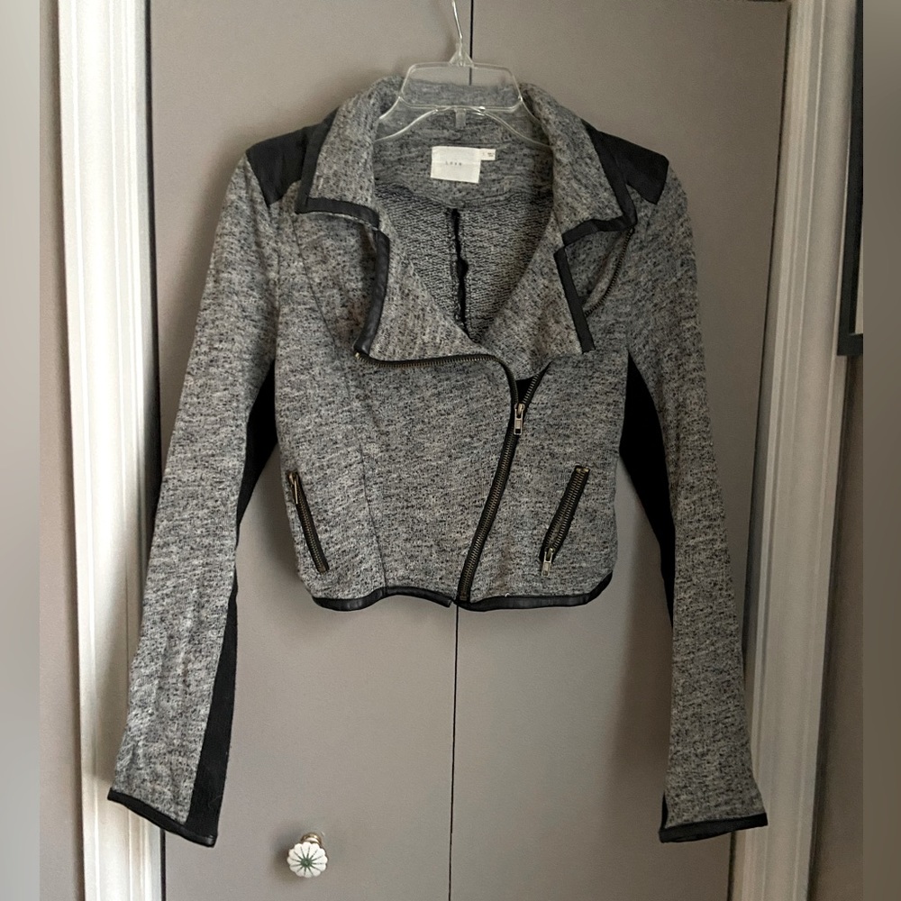 Lush cropped jacket with pleather/vegan leather trim